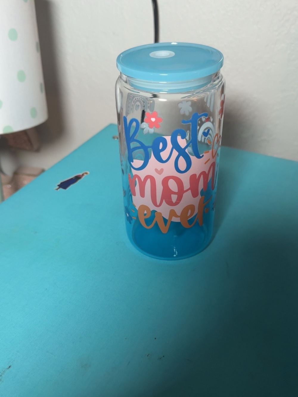 Best Mom Ever Blue Tumbler with Lid